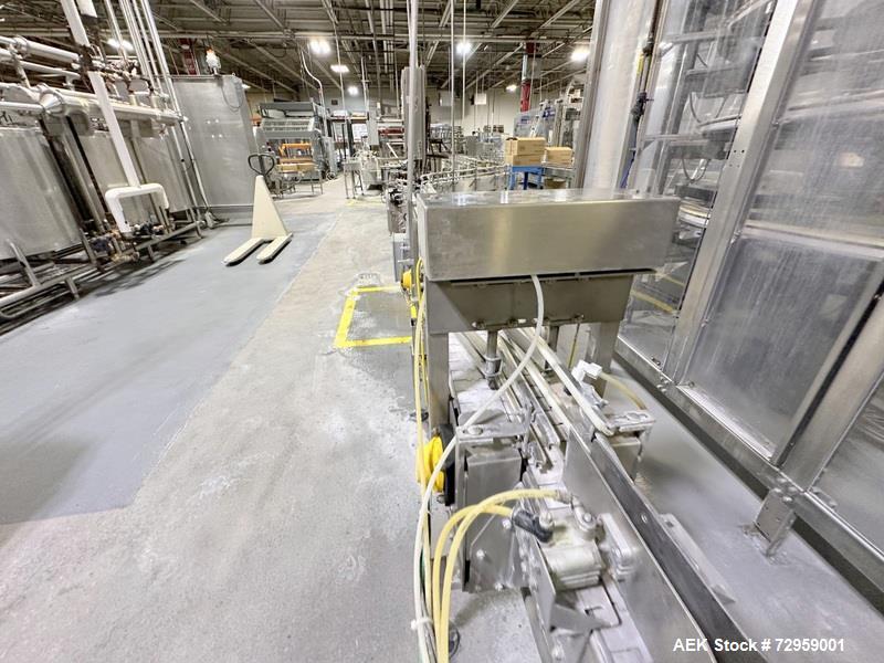 Used Combibloc (Sig) Model 112-32 Aseptic Brick Pack Cartoning Lines. The fillers are capable of running 125 ml, 150 ml, 200 ml or 250 ml cartons (with changeparts). Has Sig Beckhoff HMI with Siemens...