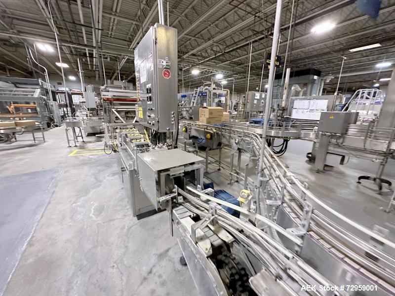 Used Combibloc (Sig) Model 112-32 Aseptic Brick Pack Cartoning Lines. The fillers are capable of running 125 ml, 150 ml, 200 ml or 250 ml cartons (with changeparts). Has Sig Beckhoff HMI with Siemens...