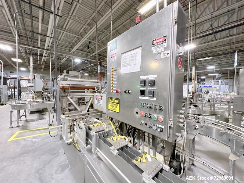 Used Combibloc (Sig) Model 112-32 Aseptic Brick Pack Cartoning Lines. The fillers are capable of running 125 ml, 150 ml, 200 ml or 250 ml cartons (with changeparts). Has Sig Beckhoff HMI with Siemens...