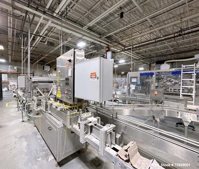 Used Combibloc (Sig) Model 112-32 Aseptic Brick Pack Cartoning Lines. The fillers are capable of running 125 ml, 150 ml, 200 ml or 250 ml cartons (with changeparts). Has Sig Beckhoff HMI with Siemens...