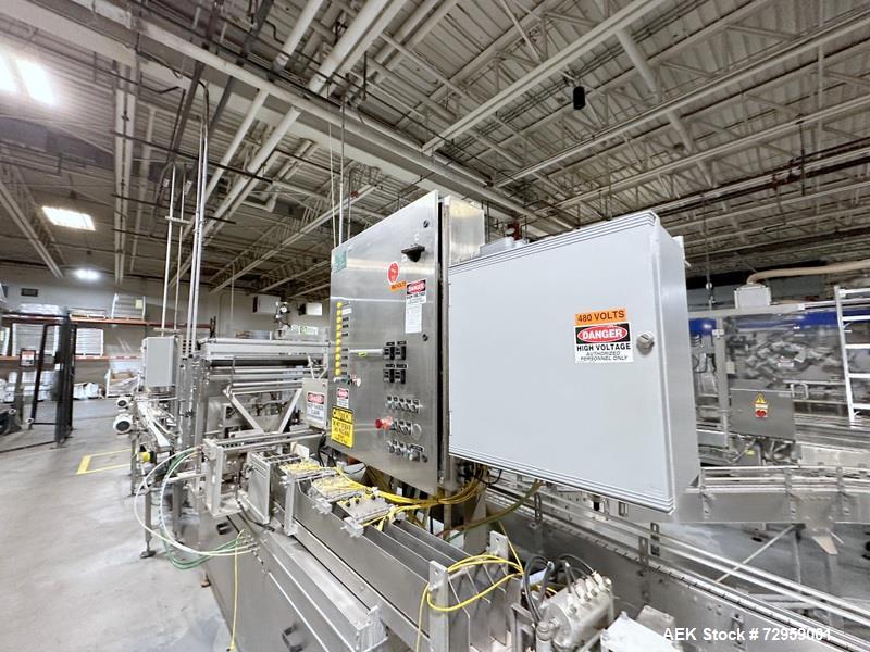 Used Combibloc (Sig) Model 112-32 Aseptic Brick Pack Cartoning Lines. The fillers are capable of running 125 ml, 150 ml, 200 ml or 250 ml cartons (with changeparts). Has Sig Beckhoff HMI with Siemens...