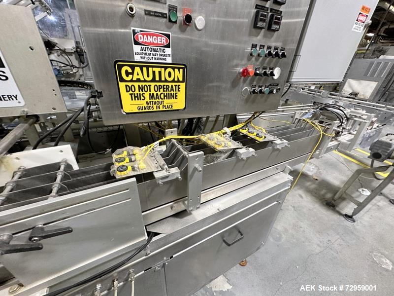 Used Combibloc (Sig) Model 112-32 Aseptic Brick Pack Cartoning Lines. The fillers are capable of running 125 ml, 150 ml, 200 ml or 250 ml cartons (with changeparts). Has Sig Beckhoff HMI with Siemens...