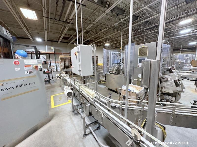 Used Combibloc (Sig) Model 112-32 Aseptic Brick Pack Cartoning Lines. The fillers are capable of running 125 ml, 150 ml, 200 ml or 250 ml cartons (with changeparts). Has Sig Beckhoff HMI with Siemens...