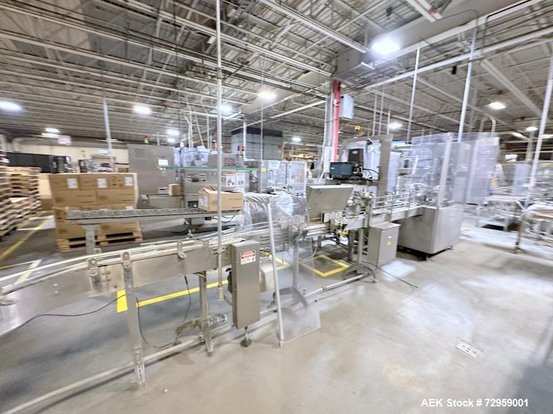 Used Combibloc (Sig) Model 112-32 Aseptic Brick Pack Cartoning Lines. The fillers are capable of running 125 ml, 150 ml, 200 ml or 250 ml cartons (with changeparts). Has Sig Beckhoff HMI with Siemens...