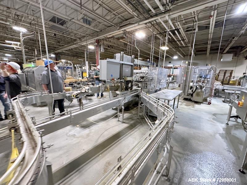 Used Combibloc (Sig) Model 112-32 Aseptic Brick Pack Cartoning Lines. The fillers are capable of running 125 ml, 150 ml, 200 ml or 250 ml cartons (with changeparts). Has Sig Beckhoff HMI with Siemens...