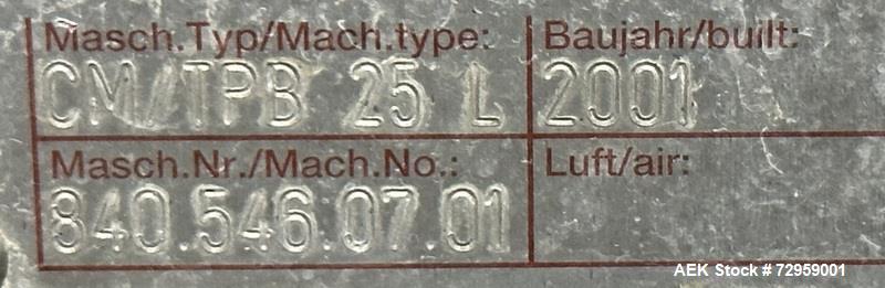 Used Combibloc (Sig) Model 112-32 Aseptic Brick Pack Cartoning Lines. The fillers are capable of running 125 ml, 150 ml, 200 ml or 250 ml cartons (with changeparts). Has Sig Beckhoff HMI with Siemens...