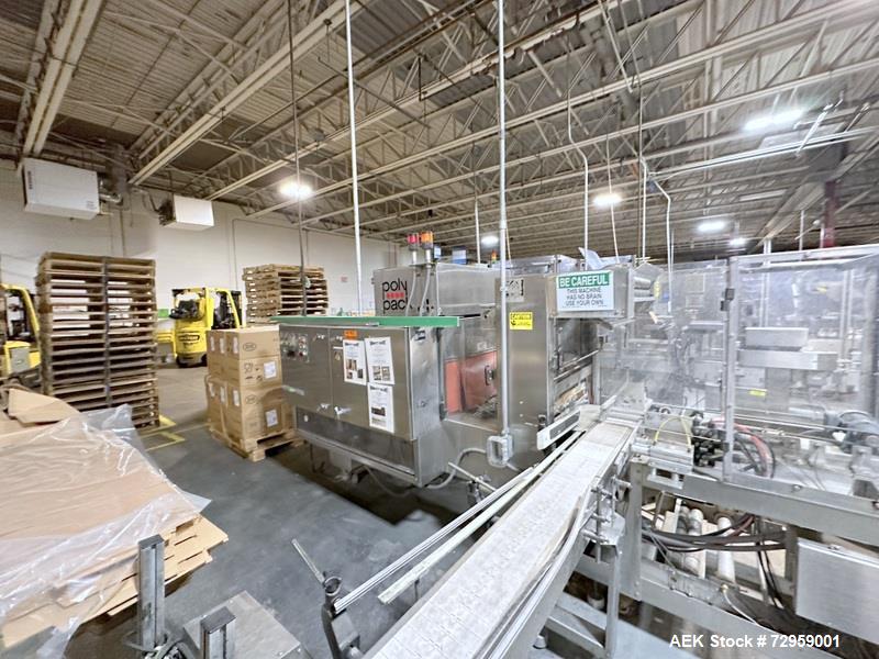 Used Combibloc (Sig) Model 112-32 Aseptic Brick Pack Cartoning Lines. The fillers are capable of running 125 ml, 150 ml, 200 ml or 250 ml cartons (with changeparts). Has Sig Beckhoff HMI with Siemens...