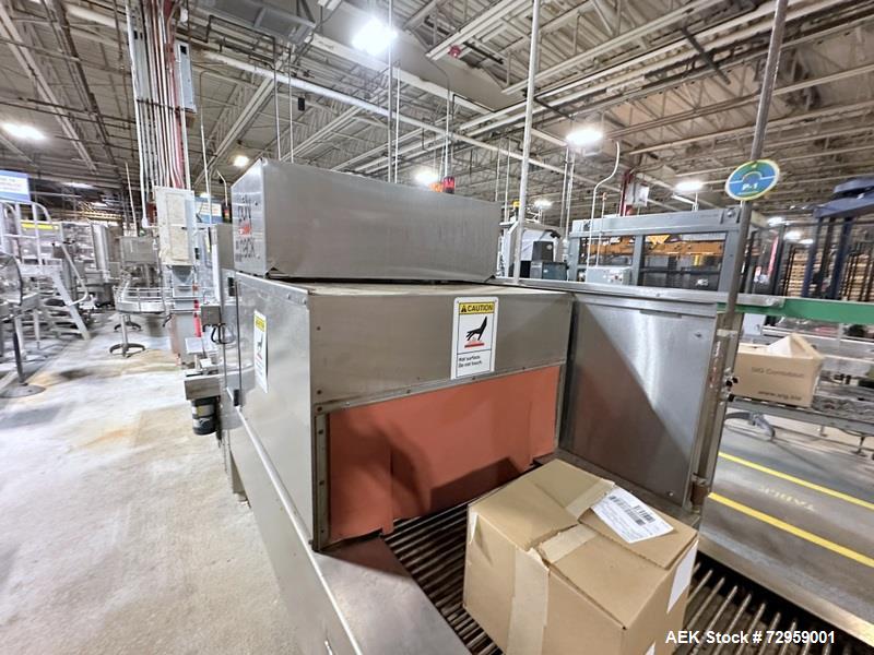 Used Combibloc (Sig) Model 112-32 Aseptic Brick Pack Cartoning Lines. The fillers are capable of running 125 ml, 150 ml, 200 ml or 250 ml cartons (with changeparts). Has Sig Beckhoff HMI with Siemens...