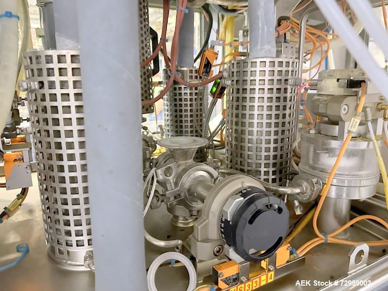 Used Combibloc (Sig) Model 112-32 Aseptic Brick Pack Cartoning Lines. The fillers are capable of running 125 ml, 150 ml, 200 ml or 250 ml cartons (with changeparts). Has Sig Beckhoff HMI with Siemens...