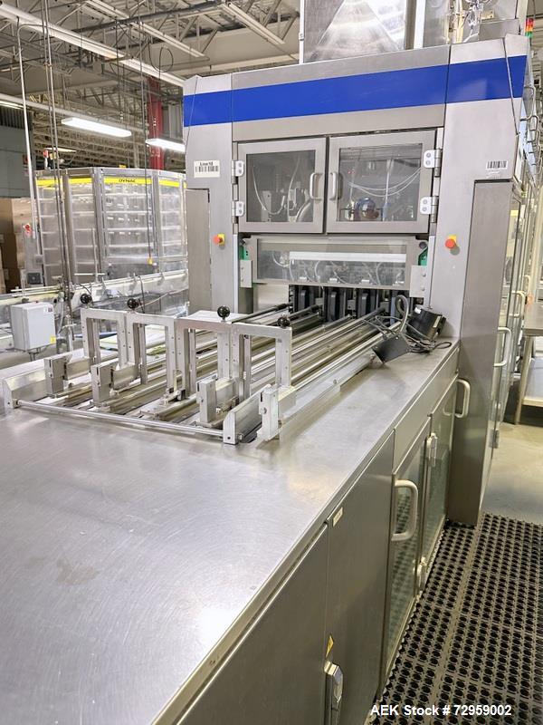 Used Combibloc (Sig) Model 112-32 Aseptic Brick Pack Cartoning Lines. The fillers are capable of running 125 ml, 150 ml, 200 ml or 250 ml cartons (with changeparts). Has Sig Beckhoff HMI with Siemens...