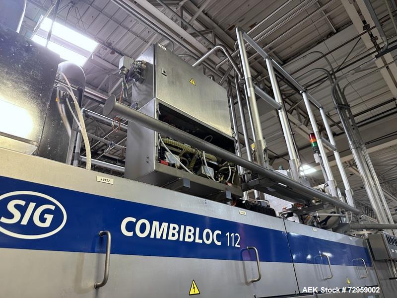 Used Combibloc (Sig) Model 112-32 Aseptic Brick Pack Cartoning Lines. The fillers are capable of running 125 ml, 150 ml, 200 ml or 250 ml cartons (with changeparts). Has Sig Beckhoff HMI with Siemens...