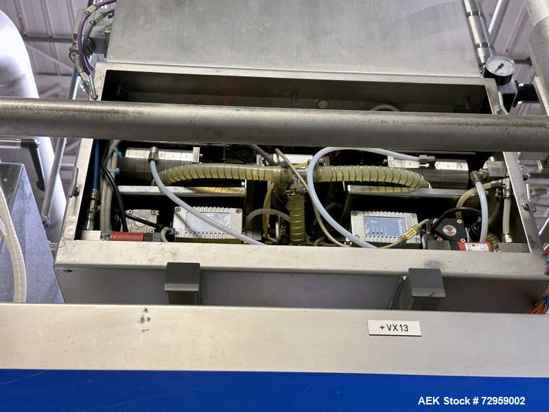 Used Combibloc (Sig) Model 112-32 Aseptic Brick Pack Cartoning Lines. The fillers are capable of running 125 ml, 150 ml, 200 ml or 250 ml cartons (with changeparts). Has Sig Beckhoff HMI with Siemens...