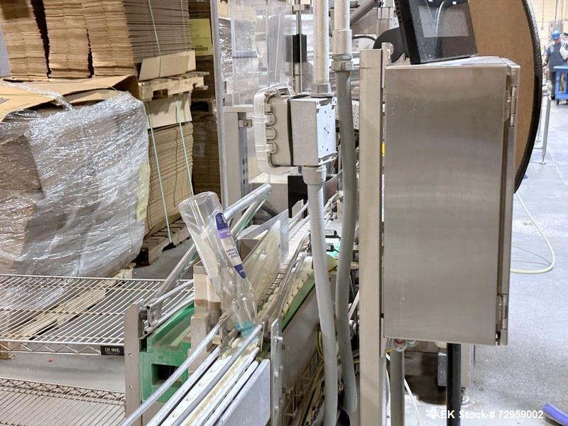 Used Combibloc (Sig) Model 112-32 Aseptic Brick Pack Cartoning Lines. The fillers are capable of running 125 ml, 150 ml, 200 ml or 250 ml cartons (with changeparts). Has Sig Beckhoff HMI with Siemens...