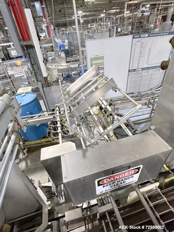 Used Combibloc (Sig) Model 112-32 Aseptic Brick Pack Cartoning Lines. The fillers are capable of running 125 ml, 150 ml, 200 ml or 250 ml cartons (with changeparts). Has Sig Beckhoff HMI with Siemens...