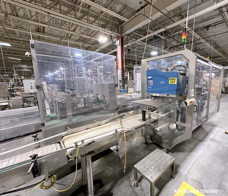 Used Combibloc (Sig) Model 112-32 Aseptic Brick Pack Cartoning Lines. The fillers are capable of running 125 ml, 150 ml, 200 ml or 250 ml cartons (with changeparts). Has Sig Beckhoff HMI with Siemens...