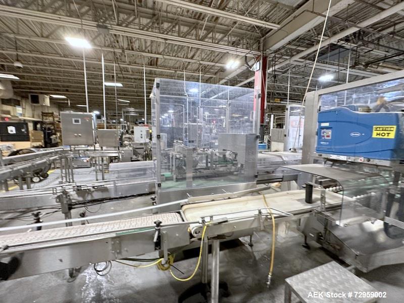 Used Combibloc (Sig) Model 112-32 Aseptic Brick Pack Cartoning Lines. The fillers are capable of running 125 ml, 150 ml, 200 ml or 250 ml cartons (with changeparts). Has Sig Beckhoff HMI with Siemens...