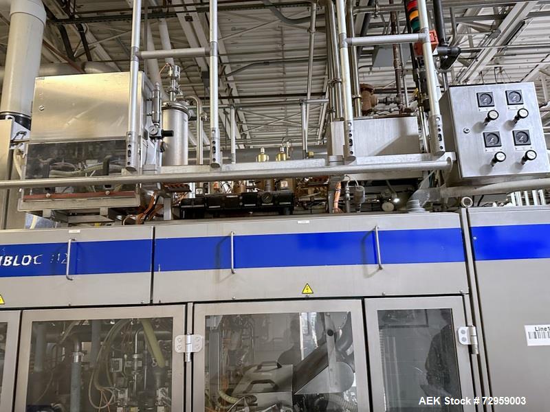 Used Combibloc (Sig) Model 112-32 Aseptic Brick Pack Cartoning Lines. The fillers are capable of running 125 ml, 150 ml, 200 ml or 250 ml cartons (with changeparts). Has Sig Beckhoff HMI with Siemens...