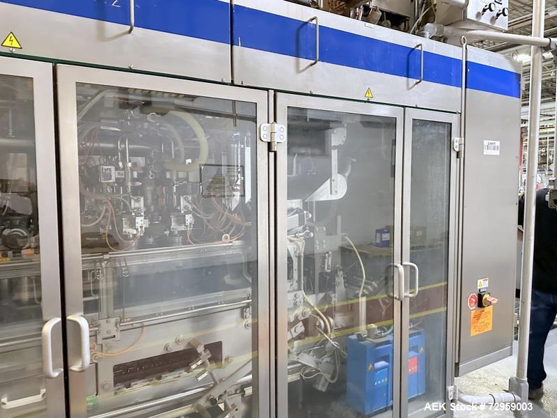 Used Combibloc (Sig) Model 112-32 Aseptic Brick Pack Cartoning Lines. The fillers are capable of running 125 ml, 150 ml, 200 ml or 250 ml cartons (with changeparts). Has Sig Beckhoff HMI with Siemens...