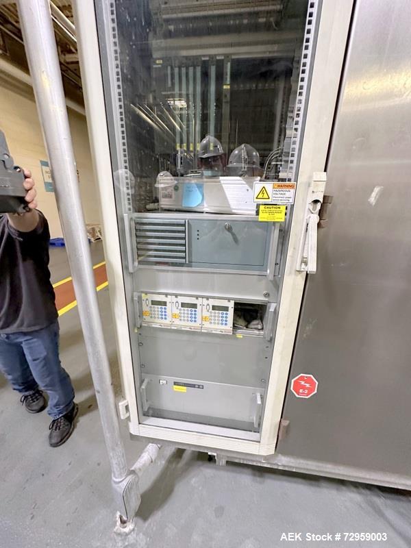 Used Combibloc (Sig) Model 112-32 Aseptic Brick Pack Cartoning Lines. The fillers are capable of running 125 ml, 150 ml, 200 ml or 250 ml cartons (with changeparts). Has Sig Beckhoff HMI with Siemens...