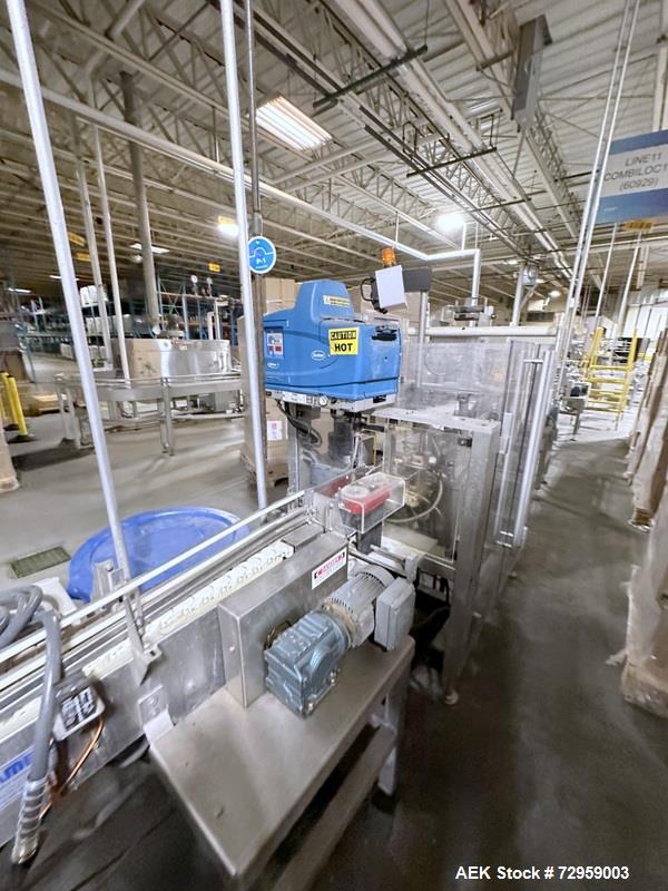 Used Combibloc (Sig) Model 112-32 Aseptic Brick Pack Cartoning Lines. The fillers are capable of running 125 ml, 150 ml, 200 ml or 250 ml cartons (with changeparts). Has Sig Beckhoff HMI with Siemens...