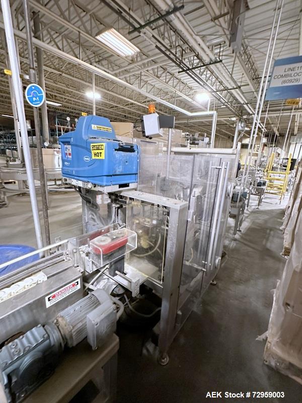 Used Combibloc (Sig) Model 112-32 Aseptic Brick Pack Cartoning Lines. The fillers are capable of running 125 ml, 150 ml, 200 ml or 250 ml cartons (with changeparts). Has Sig Beckhoff HMI with Siemens...