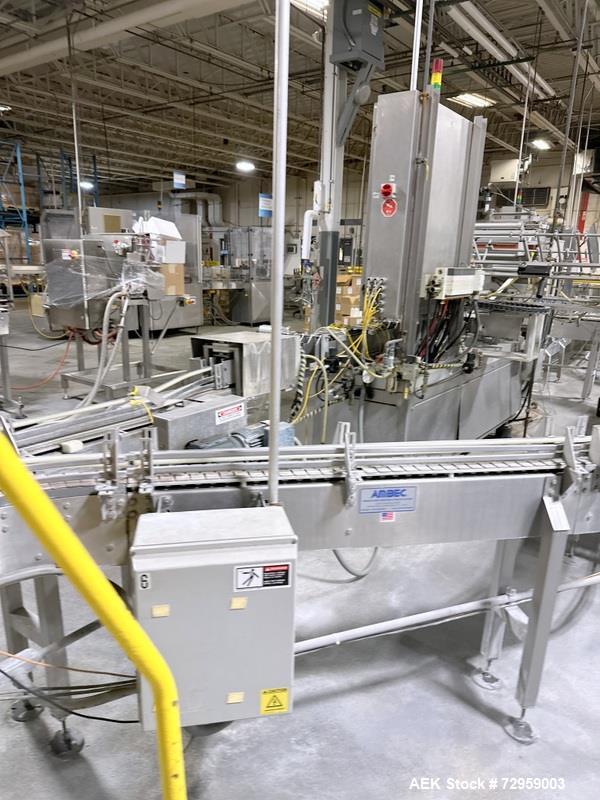 Used Combibloc (Sig) Model 112-32 Aseptic Brick Pack Cartoning Lines. The fillers are capable of running 125 ml, 150 ml, 200 ml or 250 ml cartons (with changeparts). Has Sig Beckhoff HMI with Siemens...