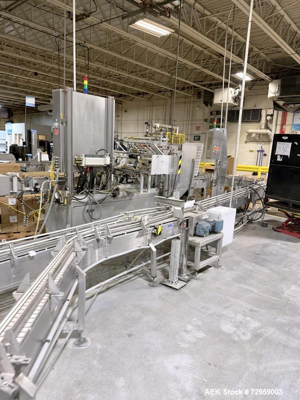 Used Combibloc (Sig) Model 112-32 Aseptic Brick Pack Cartoning Lines. The fillers are capable of running 125 ml, 150 ml, 200 ml or 250 ml cartons (with changeparts). Has Sig Beckhoff HMI with Siemens...