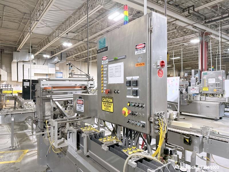 Used Combibloc (Sig) Model 112-32 Aseptic Brick Pack Cartoning Lines. The fillers are capable of running 125 ml, 150 ml, 200 ml or 250 ml cartons (with changeparts). Has Sig Beckhoff HMI with Siemens...