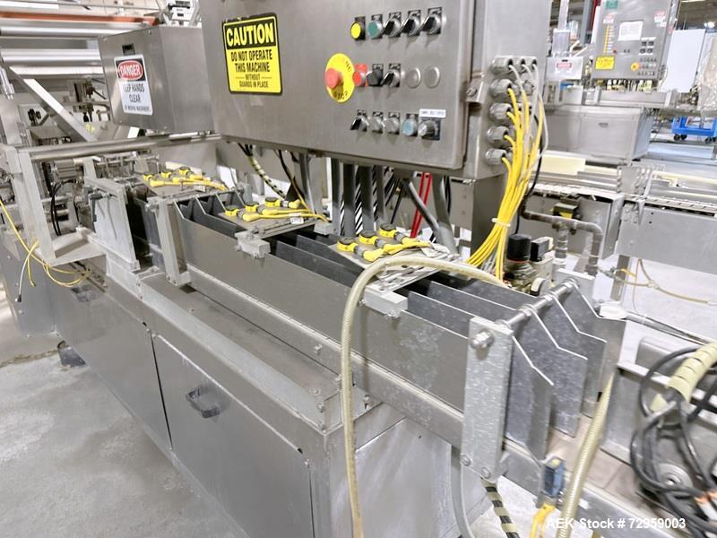 Used Combibloc (Sig) Model 112-32 Aseptic Brick Pack Cartoning Lines. The fillers are capable of running 125 ml, 150 ml, 200 ml or 250 ml cartons (with changeparts). Has Sig Beckhoff HMI with Siemens...