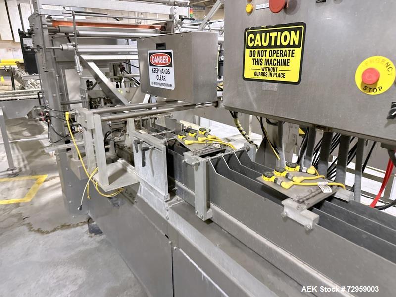 Used Combibloc (Sig) Model 112-32 Aseptic Brick Pack Cartoning Lines. The fillers are capable of running 125 ml, 150 ml, 200 ml or 250 ml cartons (with changeparts). Has Sig Beckhoff HMI with Siemens...