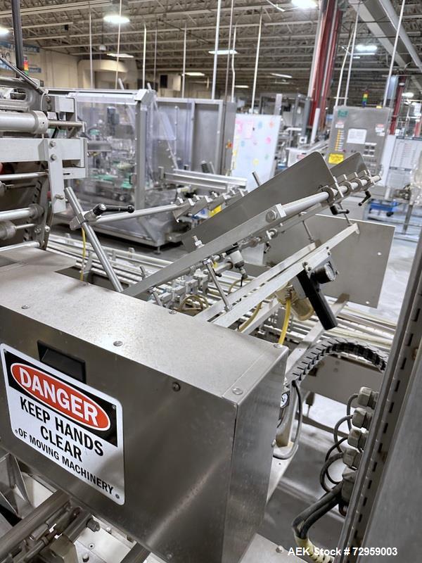 Used Combibloc (Sig) Model 112-32 Aseptic Brick Pack Cartoning Lines. The fillers are capable of running 125 ml, 150 ml, 200 ml or 250 ml cartons (with changeparts). Has Sig Beckhoff HMI with Siemens...