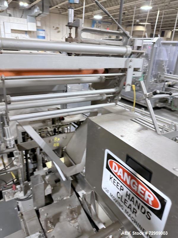 Used Combibloc (Sig) Model 112-32 Aseptic Brick Pack Cartoning Lines. The fillers are capable of running 125 ml, 150 ml, 200 ml or 250 ml cartons (with changeparts). Has Sig Beckhoff HMI with Siemens...