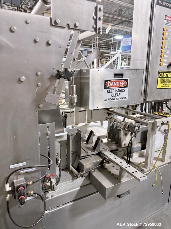 Used Combibloc (Sig) Model 112-32 Aseptic Brick Pack Cartoning Lines. The fillers are capable of running 125 ml, 150 ml, 200 ml or 250 ml cartons (with changeparts). Has Sig Beckhoff HMI with Siemens...