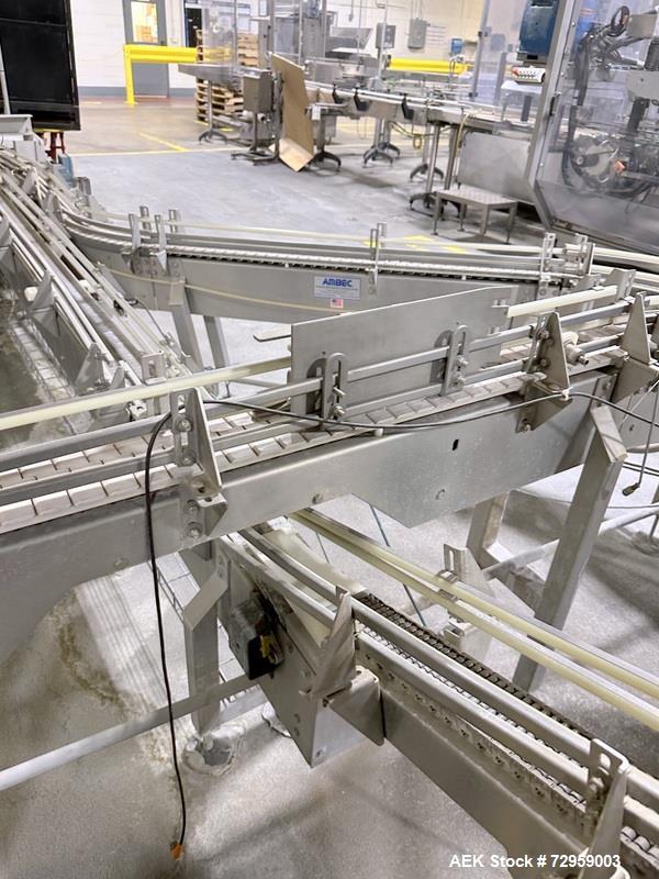 Used Combibloc (Sig) Model 112-32 Aseptic Brick Pack Cartoning Lines. The fillers are capable of running 125 ml, 150 ml, 200 ml or 250 ml cartons (with changeparts). Has Sig Beckhoff HMI with Siemens...