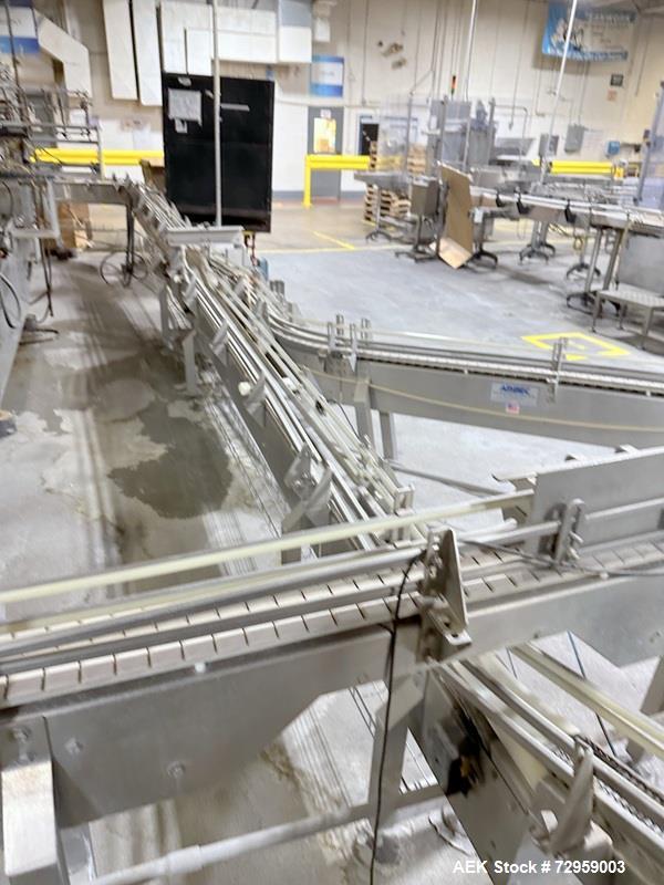 Used Combibloc (Sig) Model 112-32 Aseptic Brick Pack Cartoning Lines. The fillers are capable of running 125 ml, 150 ml, 200 ml or 250 ml cartons (with changeparts). Has Sig Beckhoff HMI with Siemens...