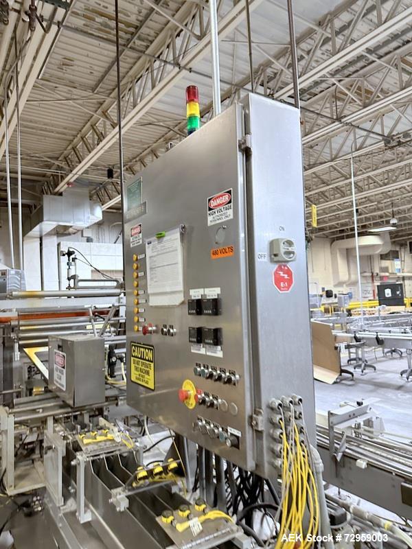 Used Combibloc (Sig) Model 112-32 Aseptic Brick Pack Cartoning Lines. The fillers are capable of running 125 ml, 150 ml, 200 ml or 250 ml cartons (with changeparts). Has Sig Beckhoff HMI with Siemens...