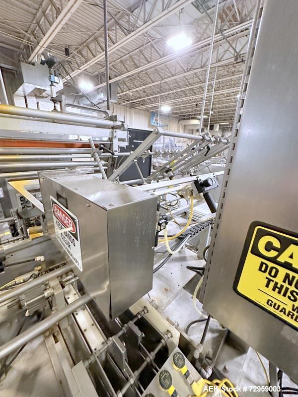 Used Combibloc (Sig) Model 112-32 Aseptic Brick Pack Cartoning Lines. The fillers are capable of running 125 ml, 150 ml, 200 ml or 250 ml cartons (with changeparts). Has Sig Beckhoff HMI with Siemens...