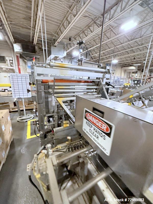 Used Combibloc (Sig) Model 112-32 Aseptic Brick Pack Cartoning Lines. The fillers are capable of running 125 ml, 150 ml, 200 ml or 250 ml cartons (with changeparts). Has Sig Beckhoff HMI with Siemens...