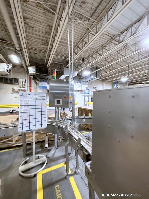 Used Combibloc (Sig) Model 112-32 Aseptic Brick Pack Cartoning Lines. The fillers are capable of running 125 ml, 150 ml, 200 ml or 250 ml cartons (with changeparts). Has Sig Beckhoff HMI with Siemens...