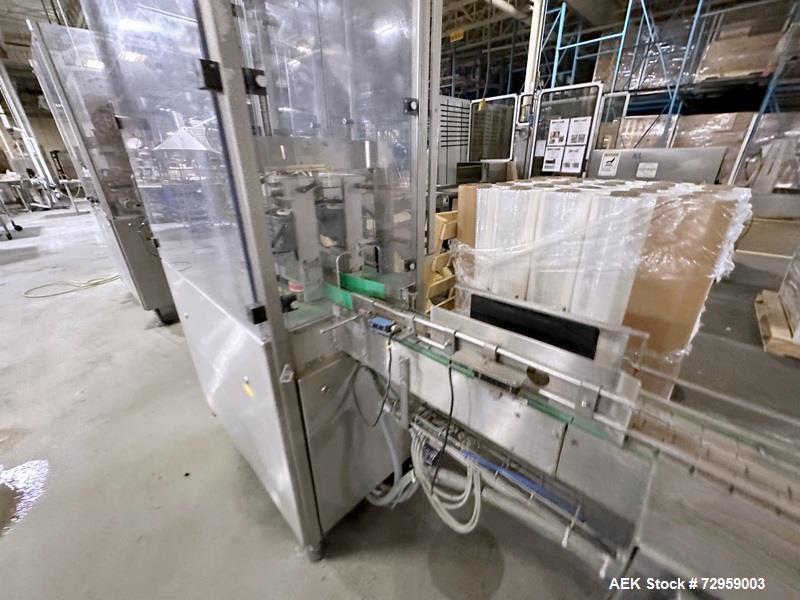 Used Combibloc (Sig) Model 112-32 Aseptic Brick Pack Cartoning Lines. The fillers are capable of running 125 ml, 150 ml, 200 ml or 250 ml cartons (with changeparts). Has Sig Beckhoff HMI with Siemens...