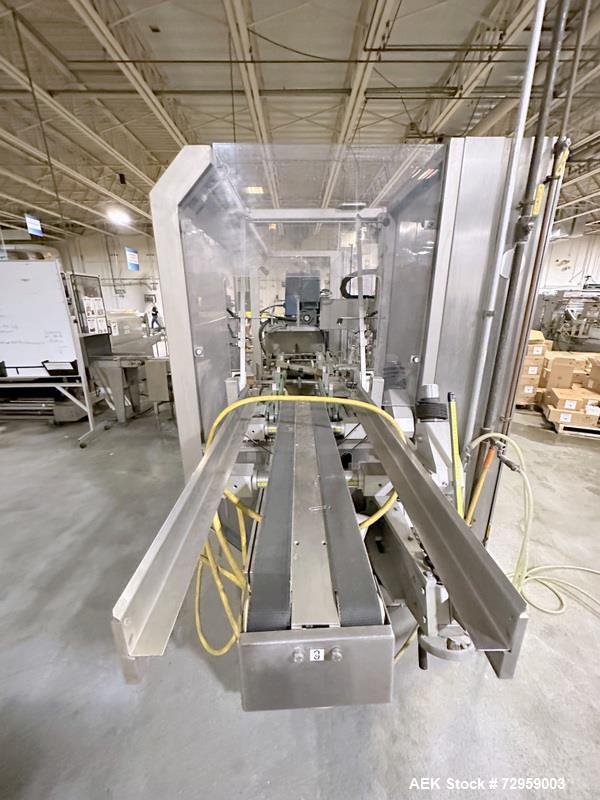 Used Combibloc (Sig) Model 112-32 Aseptic Brick Pack Cartoning Lines. The fillers are capable of running 125 ml, 150 ml, 200 ml or 250 ml cartons (with changeparts). Has Sig Beckhoff HMI with Siemens...