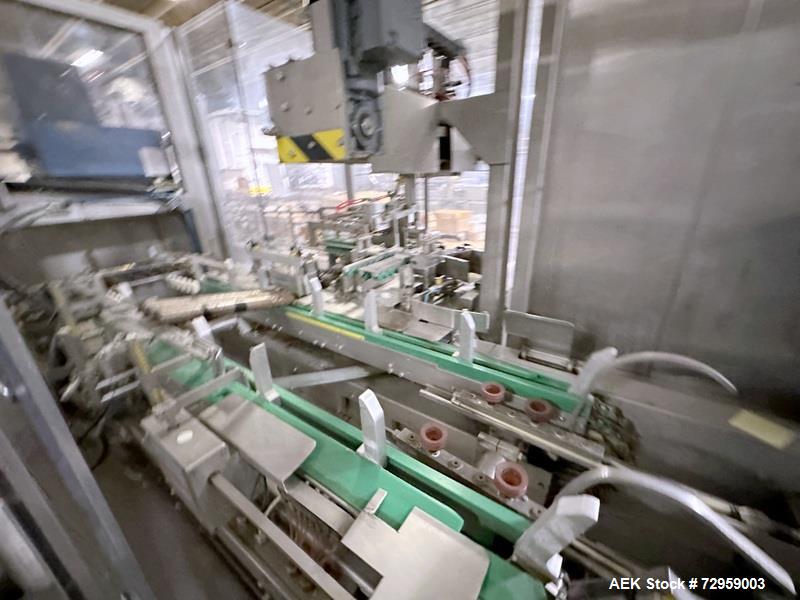 Used Combibloc (Sig) Model 112-32 Aseptic Brick Pack Cartoning Lines. The fillers are capable of running 125 ml, 150 ml, 200 ml or 250 ml cartons (with changeparts). Has Sig Beckhoff HMI with Siemens...