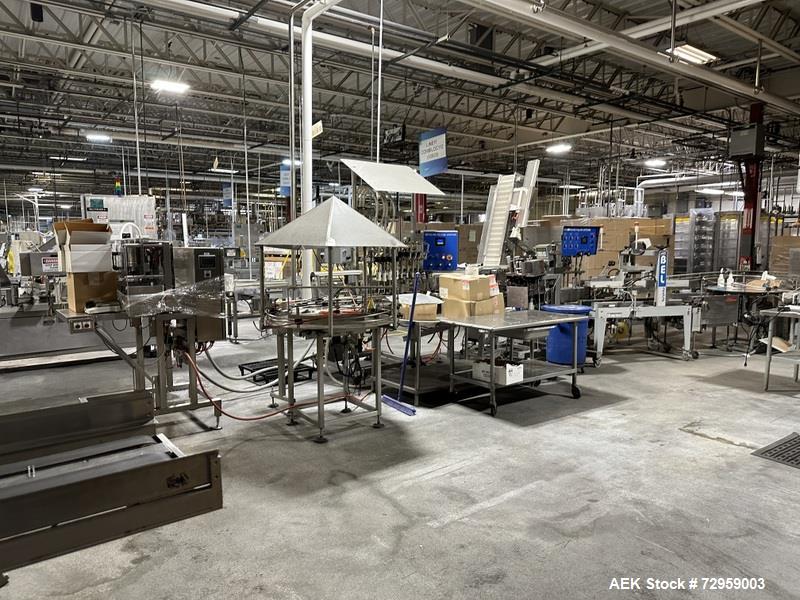 Used Combibloc (Sig) Model 112-32 Aseptic Brick Pack Cartoning Lines. The fillers are capable of running 125 ml, 150 ml, 200 ml or 250 ml cartons (with changeparts). Has Sig Beckhoff HMI with Siemens...