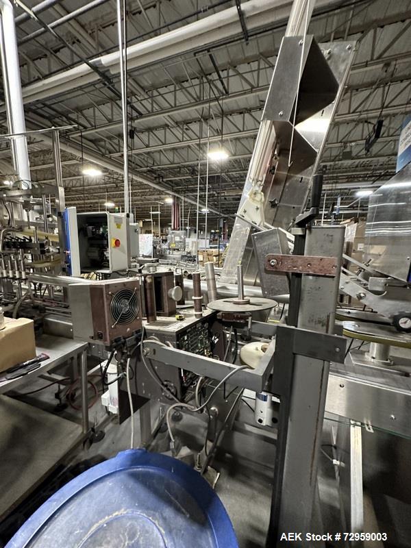 Used Combibloc (Sig) Model 112-32 Aseptic Brick Pack Cartoning Lines. The fillers are capable of running 125 ml, 150 ml, 200 ml or 250 ml cartons (with changeparts). Has Sig Beckhoff HMI with Siemens...