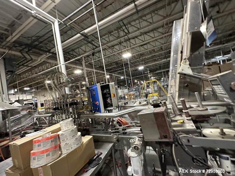 Used Combibloc (Sig) Model 112-32 Aseptic Brick Pack Cartoning Lines. The fillers are capable of running 125 ml, 150 ml, 200 ml or 250 ml cartons (with changeparts). Has Sig Beckhoff HMI with Siemens...