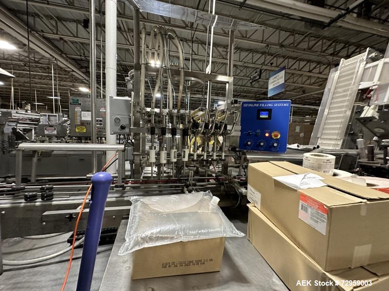 Used Combibloc (Sig) Model 112-32 Aseptic Brick Pack Cartoning Lines. The fillers are capable of running 125 ml, 150 ml, 200 ml or 250 ml cartons (with changeparts). Has Sig Beckhoff HMI with Siemens...