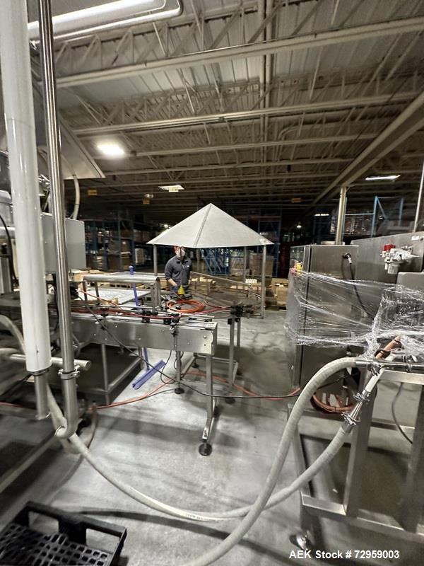 Used Combibloc (Sig) Model 112-32 Aseptic Brick Pack Cartoning Lines. The fillers are capable of running 125 ml, 150 ml, 200 ml or 250 ml cartons (with changeparts). Has Sig Beckhoff HMI with Siemens...