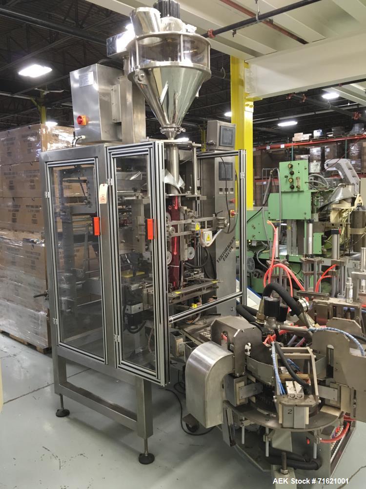 Used American Packaging & Plant Equipment VertoBagger Falcon BrickPack Machine. Vacuum brick bag, 8-15 bags/min, bag length 2-11". Bag width 3.1-7.5", vacuum -0.8 bar. AC220V/50 Hz, 3 phase, 5.5 KW, ...