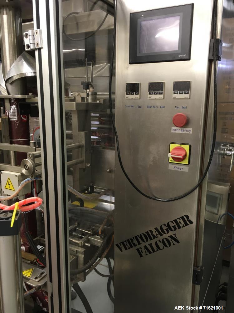 Used American Packaging & Plant Equipment VertoBagger Falcon BrickPack Machine. Vacuum brick bag, 8-15 bags/min, bag length 2-11". Bag width 3.1-7.5", vacuum -0.8 bar. AC220V/50 Hz, 3 phase, 5.5 KW, ...