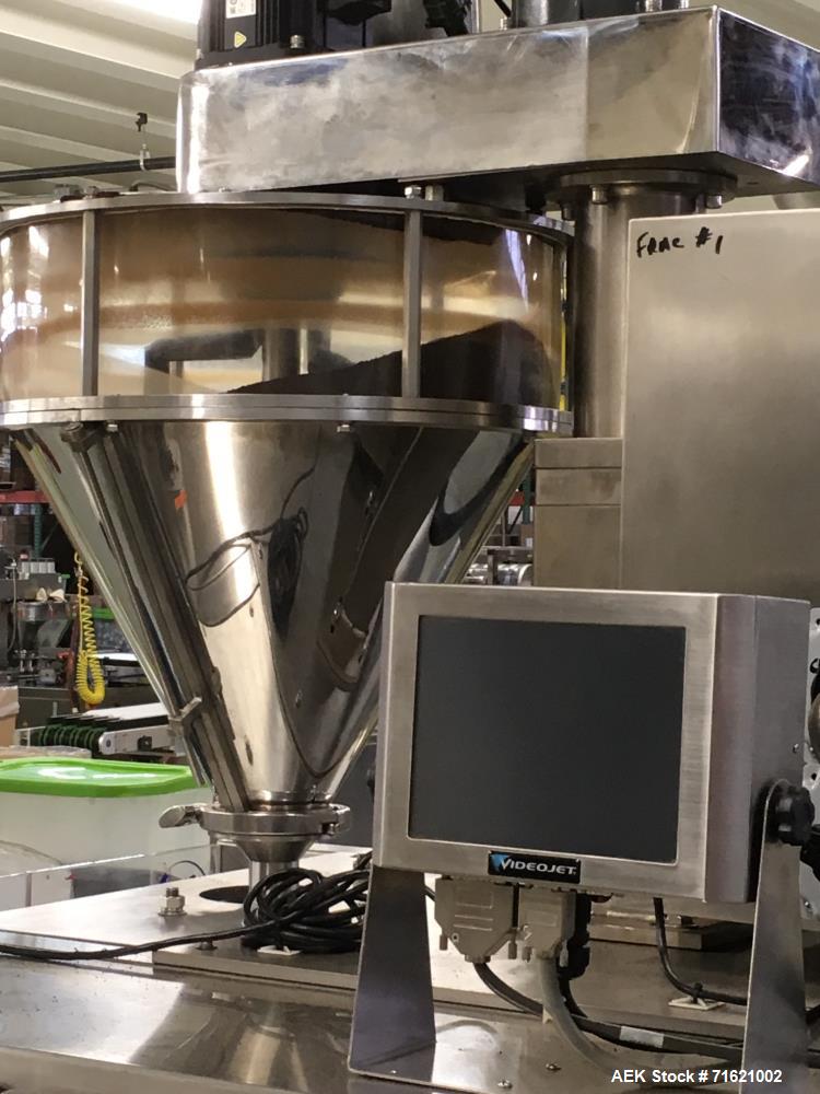 Used American Packaging and Plant Equipment Vertobagger Tomcat Machine. 50 Liter Hopper, 20g-1500g fill weight, Servo motor, 4.8 Nm. PLC with full color touch-screen controller. Agitation drive 0.2 k...